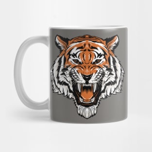 Retro Roaring Tiger Head Illustration Mug